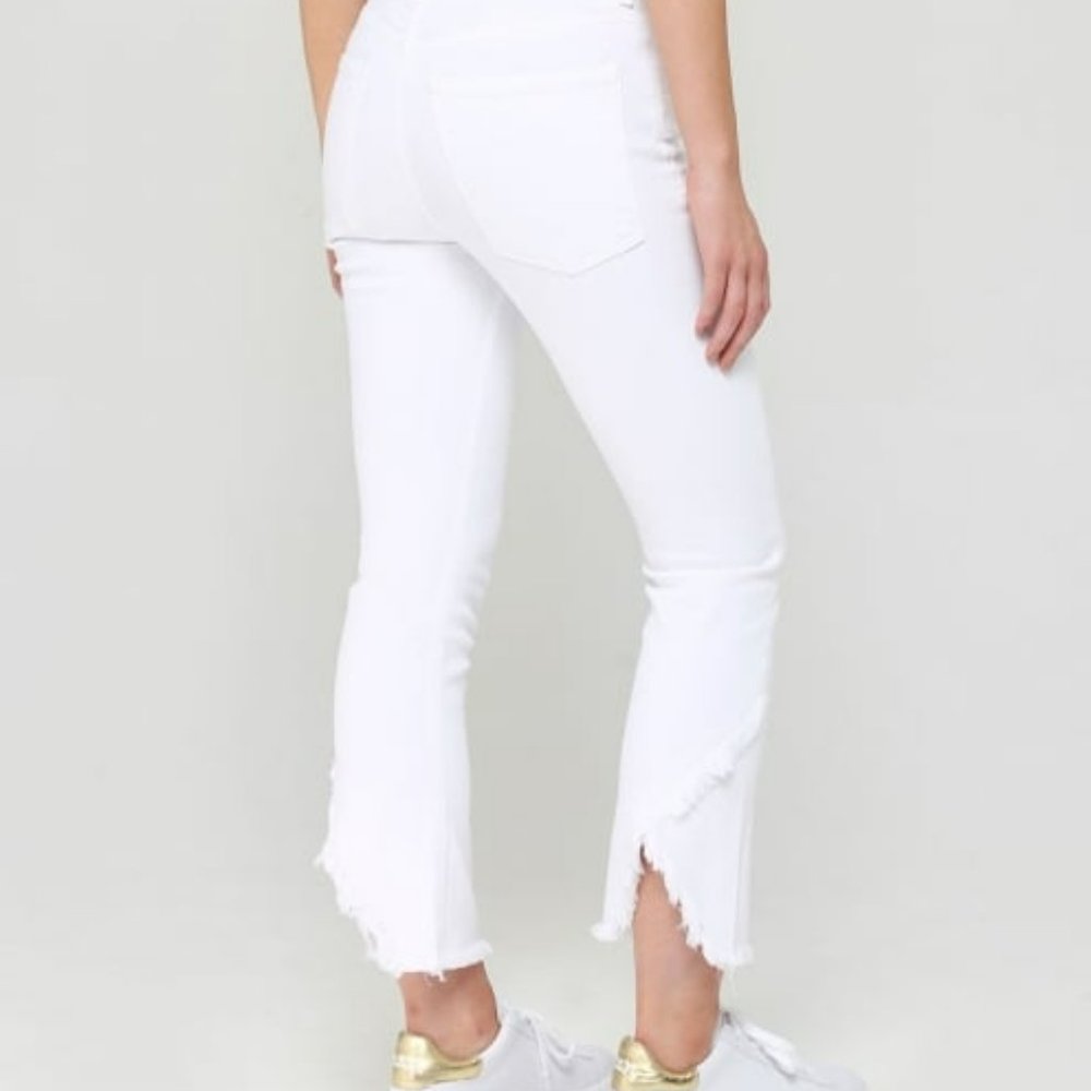 Citizens of Humanity Drew Fray High Rise Crop Flare Jeans in Optic White 26